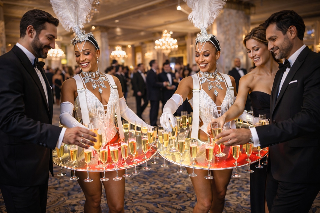 CHAMPAGNE SKIRT HOSTESSES — Roaming performer, Performance Lab Ibiza